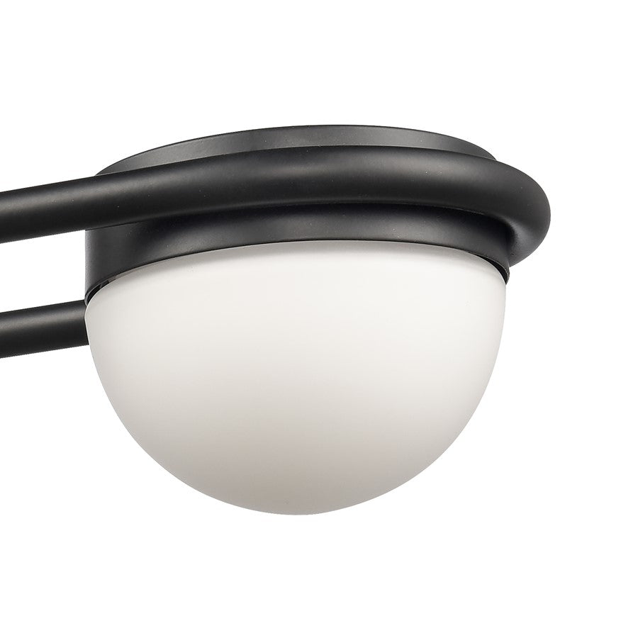 Atlas Lighting Nelly 22in 3-Light Vanity Light | Art Deco Matte Black and White Etched Glass | Bathroom Vanity | 22 x 6 x 5 in | Model WL11377-BK
