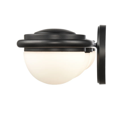 Atlas Lighting Nelly 31in 4-Light Vanity Light | Art Deco Matte Black and White Etched Glass | Bathroom Vanity | 31 x 6 x 5 in | Model WL11378-BK