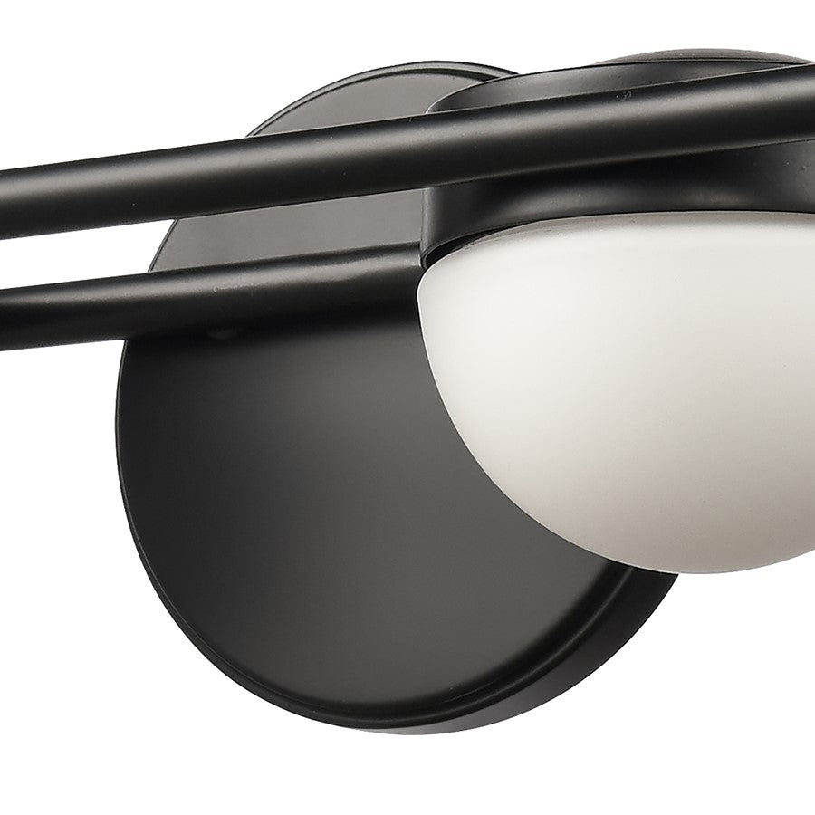 Atlas Lighting Nelly 31in 4-Light Vanity Light | Art Deco Matte Black and White Etched Glass | Bathroom Vanity | 31 x 6 x 5 in | Model WL11378-BK