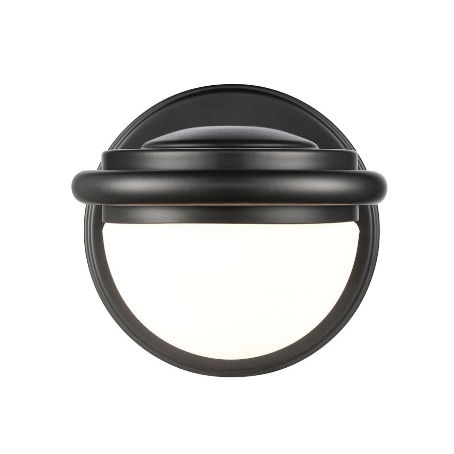 Atlas Lighting Nelly 5in 1-Light Vanity Light | Art Deco Matte Black and White Etched Glass | Bathroom Vanity | 5 x 6 x 5 in | Model WL11379-BK