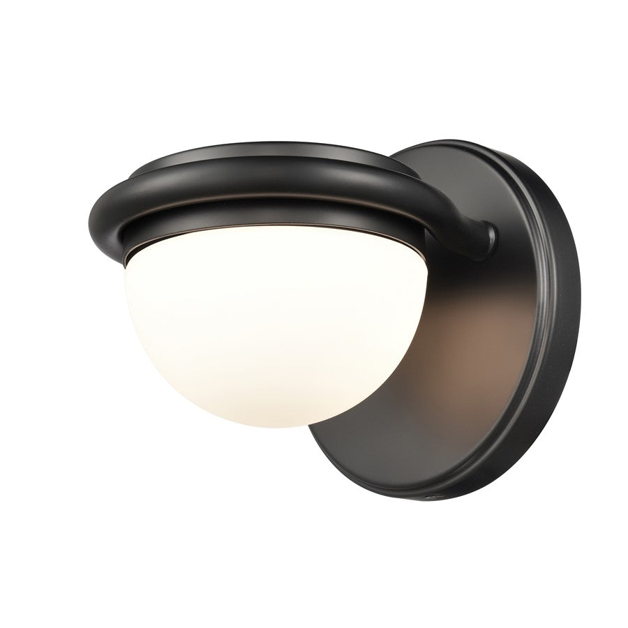 Atlas Lighting Nelly 5in 1-Light Vanity Light | Art Deco Matte Black and White Etched Glass | Bathroom Vanity | 5 x 6 x 5 in | Model WL11379-BK