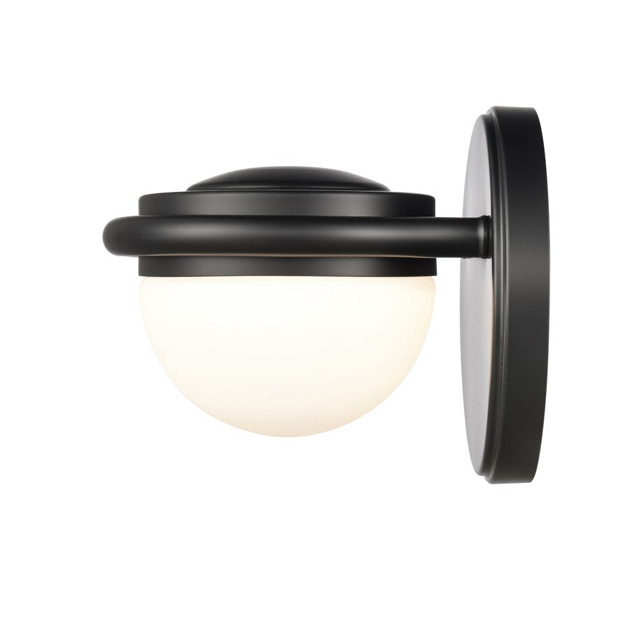 Atlas Lighting Nelly 5in 1-Light Vanity Light | Art Deco Matte Black and White Etched Glass | Bathroom Vanity | 5 x 6 x 5 in | Model WL11379-BK