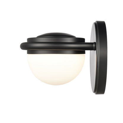 Atlas Lighting Nelly 5in 1-Light Vanity Light | Art Deco Matte Black and White Etched Glass | Bathroom Vanity | 5 x 6 x 5 in | Model WL11379-BK