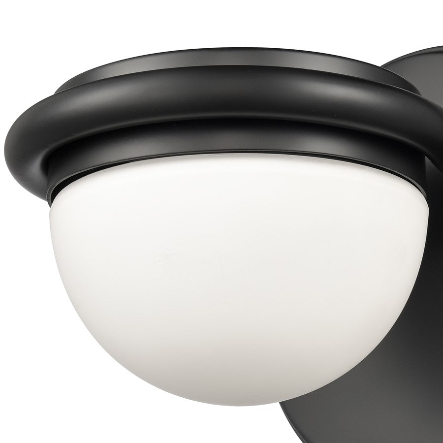 Atlas Lighting Nelly 5in 1-Light Vanity Light | Art Deco Matte Black and White Etched Glass | Bathroom Vanity | 5 x 6 x 5 in | Model WL11379-BK
