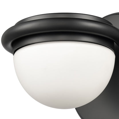 Atlas Lighting Nelly 5in 1-Light Vanity Light | Art Deco Matte Black and White Etched Glass | Bathroom Vanity | 5 x 6 x 5 in | Model WL11379-BK