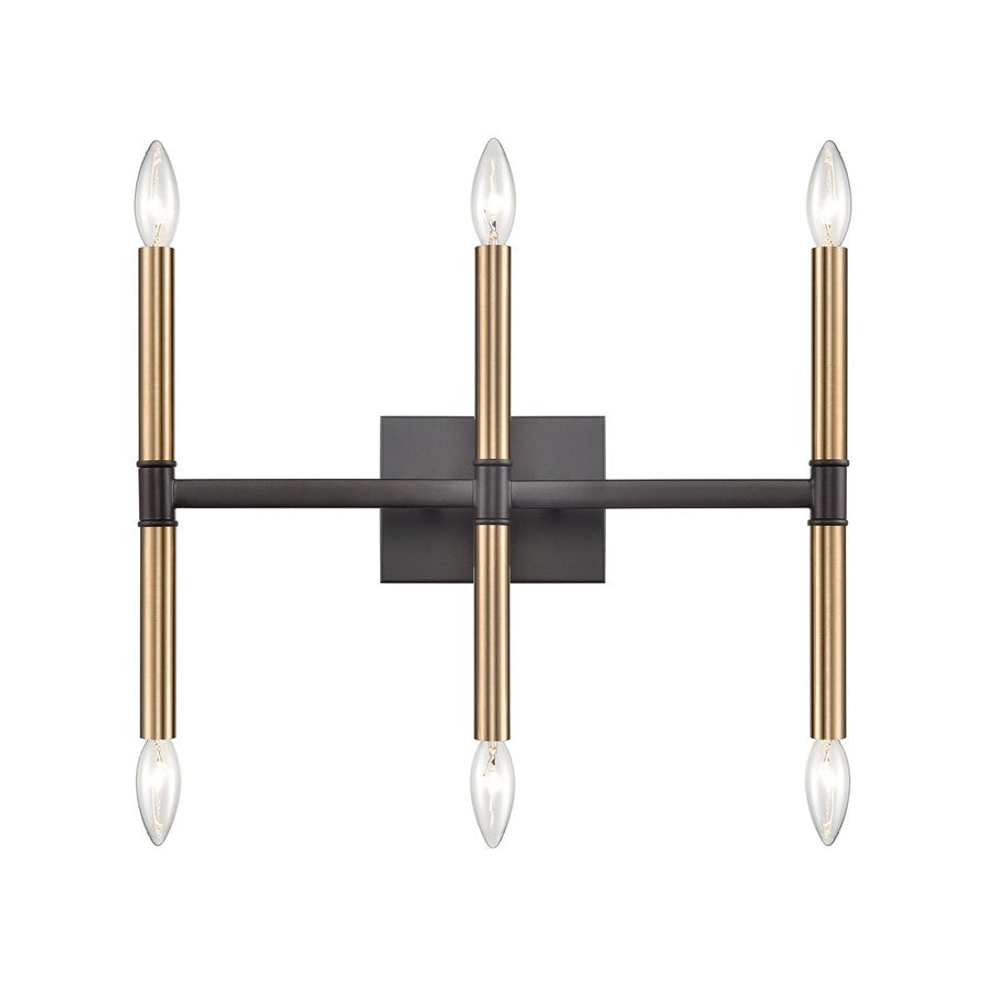 Atlas Lighting Notre Dame 13in 6-Light Bath Bar | Traditional Oil Rubbed Bronze and Gold Metal | Bathroom Vanity & Makeup Area | Model WL11381-BZ