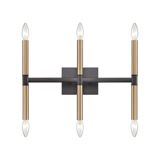 Atlas Lighting Notre Dame 13in 6-Light Bath Bar | Traditional Oil Rubbed Bronze and Gold Metal | Bathroom Vanity & Makeup Area | Model WL11381-BZ