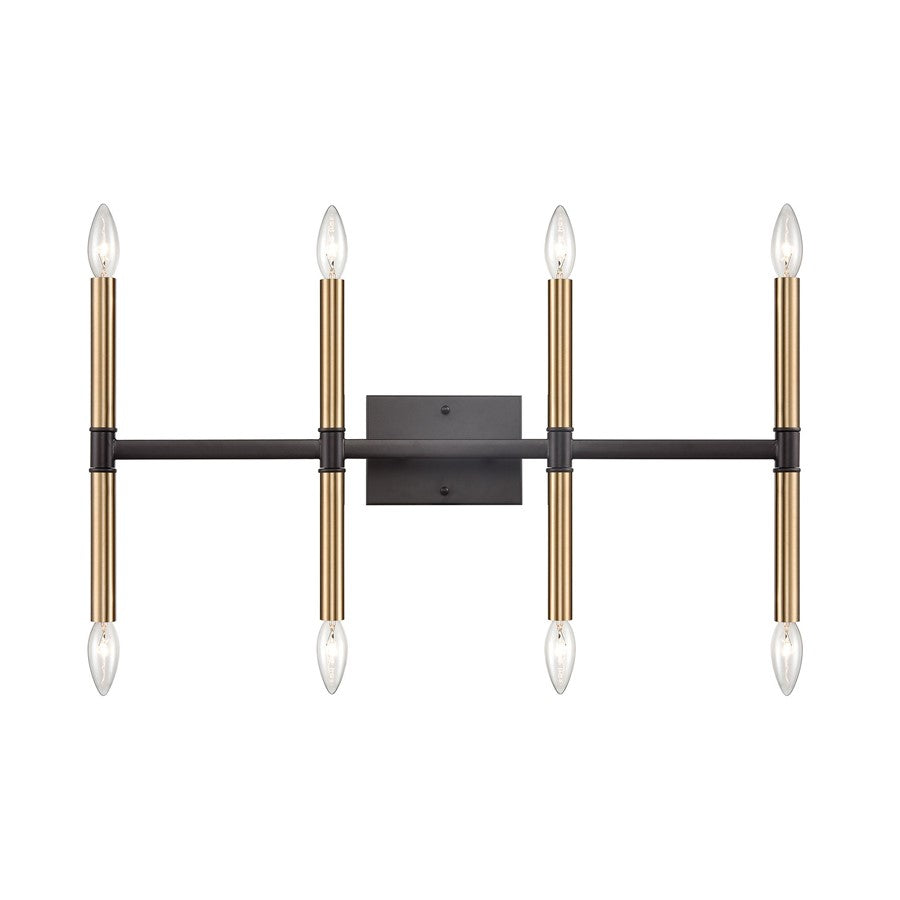 Atlas Lighting Notre Dame 13in 8-Light Bath Bar | Traditional Oil Rubbed Bronze and Gold Metal | Bathroom Vanity & Makeup Area | Model WL11382-BZ