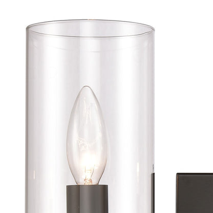 Atlas Lighting Oakland 12in 2-Light Vanity Light | Modern Black and Clear Glass | Bathroom Vanity & Powder Room | 13 x 6 x 12 in | Model WL11383-BK