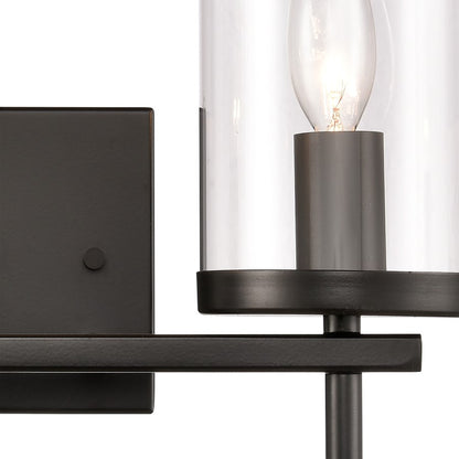 Atlas Lighting Oakland 12in 2-Light Vanity Light | Modern Black and Clear Glass | Bathroom Vanity & Powder Room | 13 x 6 x 12 in | Model WL11383-BK