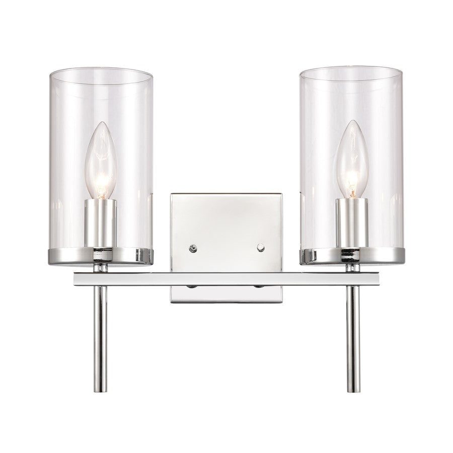 Atlas Lighting Oakland 13.5in 2-Light Vanity Light | Modern Chrome and Clear Glass | Bathroom Vanity | 13.5 x 6.75 x 12 in | Model WL11383-CH
