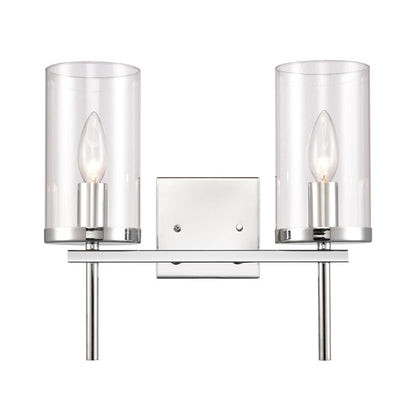 Atlas Lighting Oakland 13.5in 2-Light Vanity Light | Modern Chrome and Clear Glass | Bathroom Vanity | 13.5 x 6.75 x 12 in | Model WL11383-CH