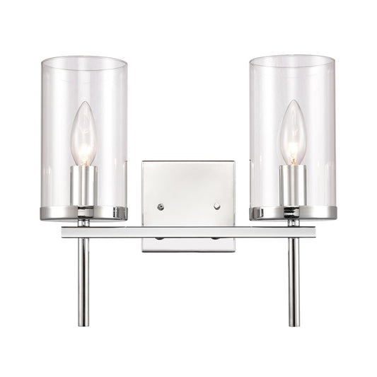 Atlas Lighting Oakland 13.5in 2-Light Vanity Light | Modern Chrome and Clear Glass | Bathroom Vanity | 13.5 x 6.75 x 12 in | Model WL11383-CH