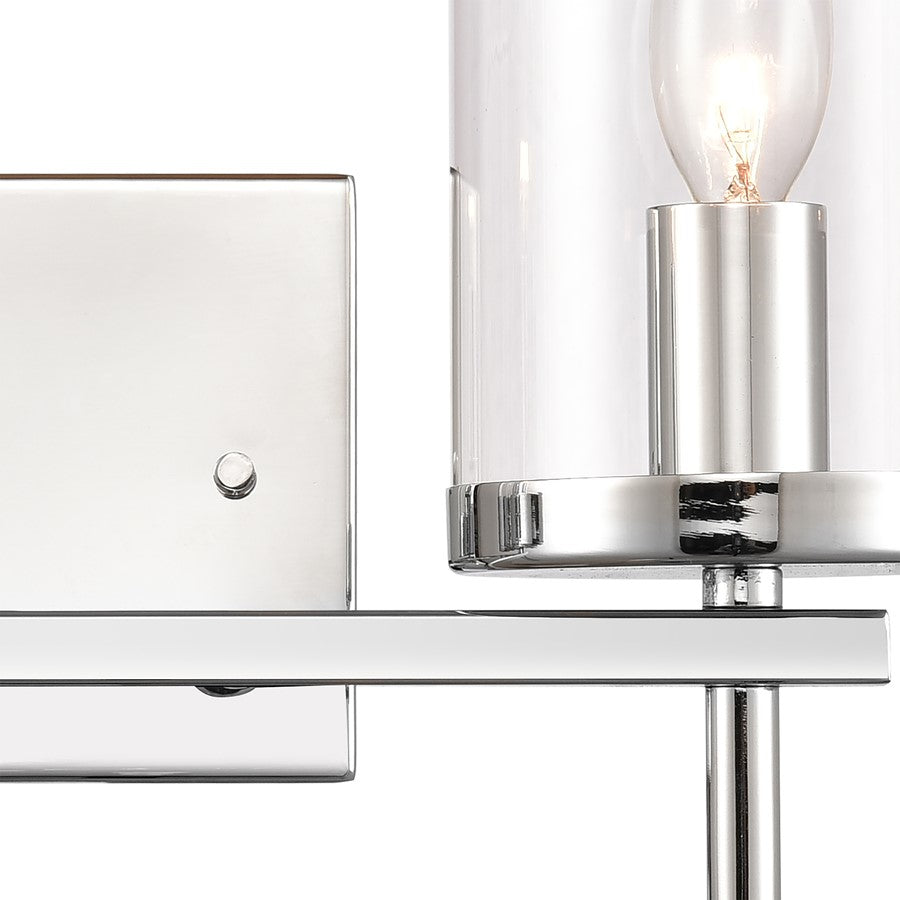 Atlas Lighting Oakland 13.5in 2-Light Vanity Light | Modern Chrome and Clear Glass | Bathroom Vanity | 13.5 x 6.75 x 12 in | Model WL11383-CH