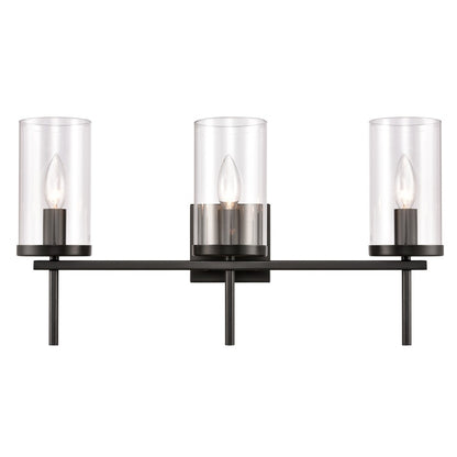 Atlas Lighting Oakland 23in 3-Light Vanity Light | Modern Black and Clear Glass | Bathroom Vanity | 23 x 6.75 x 12 in | Model WL11384-BK