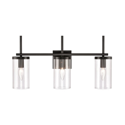 Atlas Lighting Oakland 23in 3-Light Vanity Light | Modern Black and Clear Glass | Bathroom Vanity | 23 x 6.75 x 12 in | Model WL11384-BK