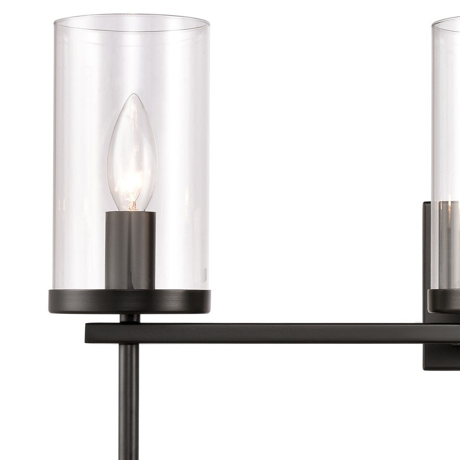Atlas Lighting Oakland 23in 3-Light Vanity Light | Modern Black and Clear Glass | Bathroom Vanity | 23 x 6.75 x 12 in | Model WL11384-BK