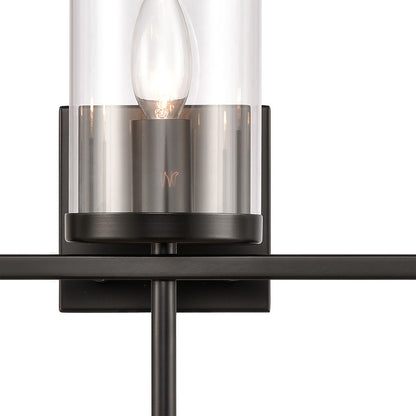 Atlas Lighting Oakland 23in 3-Light Vanity Light | Modern Black and Clear Glass | Bathroom Vanity | 23 x 6.75 x 12 in | Model WL11384-BK