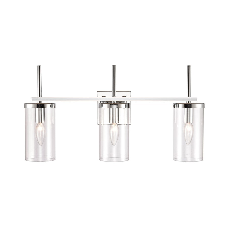 Atlas Lighting Oakland 23in 3-Light Vanity Light | Modern Chrome and Clear Glass | Bathroom Vanity | 23 x 6.75 x 12 in | Model WL11384-CH