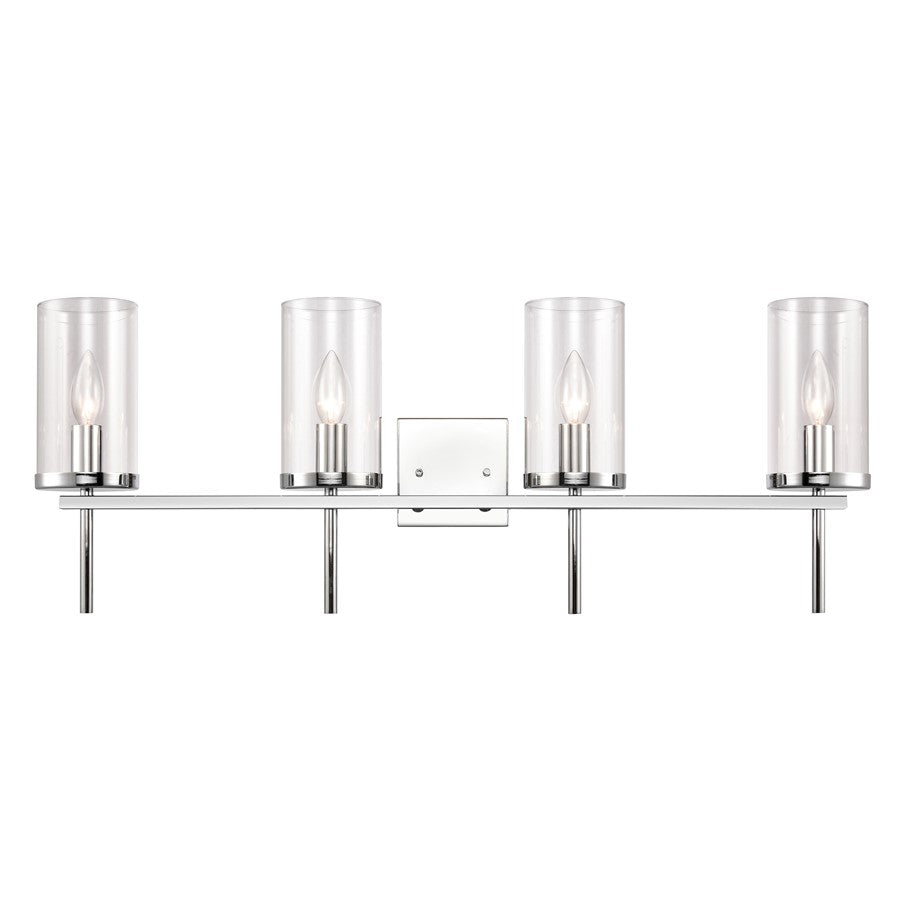 Atlas Lighting Oakland 32.5in 4-Light Vanity Light | Modern Chrome and Clear Glass | Bathroom Vanity | 32.5 x 6.75 x 12 in | Model WL11385-CH