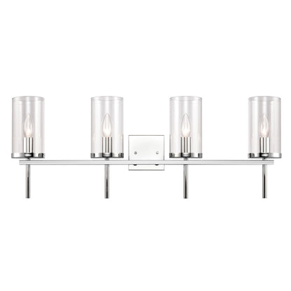 Atlas Lighting Oakland 32.5in 4-Light Vanity Light | Modern Chrome and Clear Glass | Bathroom Vanity | 32.5 x 6.75 x 12 in | Model WL11385-CH