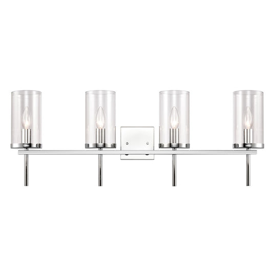 Atlas Lighting Oakland 32.5in 4-Light Vanity Light | Modern Chrome and Clear Glass | Bathroom Vanity | 32.5 x 6.75 x 12 in | Model WL11385-CH