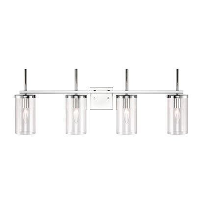 Atlas Lighting Oakland 32.5in 4-Light Vanity Light | Modern Chrome and Clear Glass | Bathroom Vanity | 32.5 x 6.75 x 12 in | Model WL11385-CH