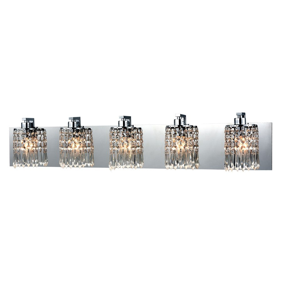 Atlas Lighting Optix 35in 5-Light Vanity Light | Modern Polished Chrome and Clear Glass | Bathroom & Powder Room | 35 x 4 x 7 in | Model WL11387-CH
