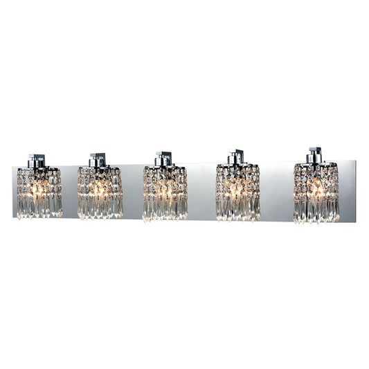 Atlas Lighting Optix 35in 5-Light Vanity Light | Modern Polished Chrome and Clear Glass | Bathroom & Powder Room | 35 x 4 x 7 in | Model WL11387-CH