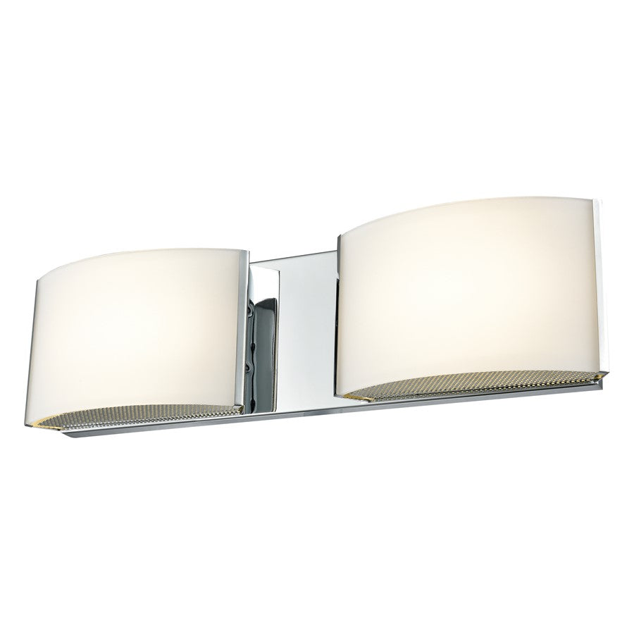 Atlas Lighting Pandora 16in 2-Light Vanity Light | Modern Chrome and White Glass | Bathroom & Powder Room | 16 x 3 x 4 in | Model WL11389-CH
