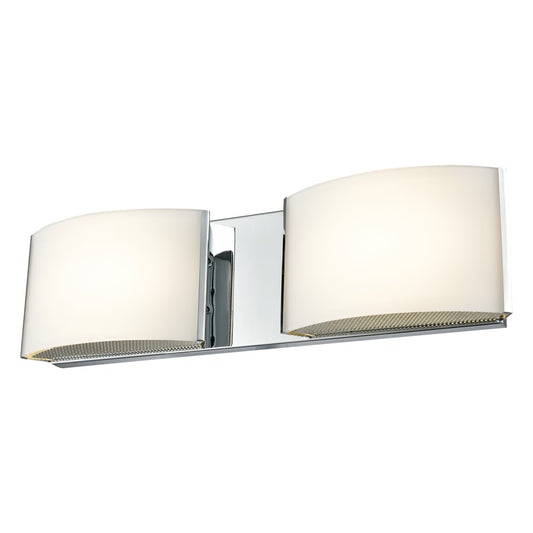 Atlas Lighting Pandora 16in 2-Light Vanity Light | Modern Chrome and White Glass | Bathroom & Powder Room | 16 x 3 x 4 in | Model WL11389-CH