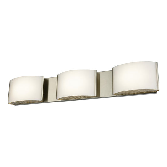Atlas Lighting Pandora 25in 3-Light Vanity Light | Modern Satin Nickel and White Glass | Bathroom & Powder Room | 25 x 3 x 4 in | Model WL11391-NK