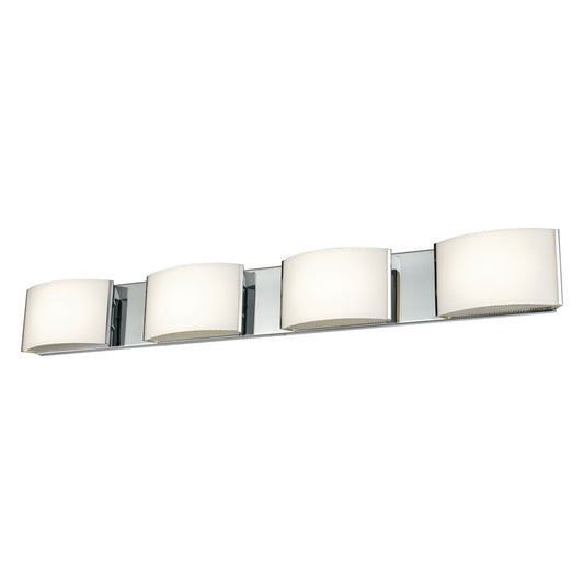 Atlas Lighting Pandora 34in 4-Light Vanity Light | Modern Chrome and White Glass | Bathroom & Powder Room | 34 x 3 x 4 in | Model WL11392-CH
