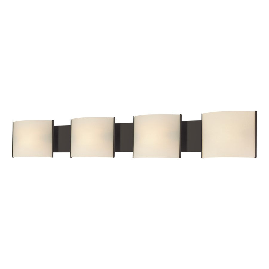 Atlas Lighting Pannelli 41in 4-Light Vanity Light | Modern Oil Rubbed Bronze and White Glass | Bathroom & Powder Room | Model WL11393-BZ1