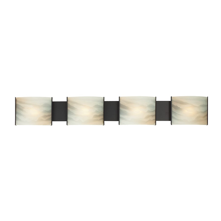 Atlas Lighting Pannelli 41in 4-Light Vanity Light | Modern Oil Rubbed Bronze and Beige Alabaster Glass | Bathroom Vanity | Model WL11393-BZ2