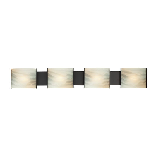 Atlas Lighting Pannelli 41in 4-Light Vanity Light | Modern Oil Rubbed Bronze and Beige Alabaster Glass | Bathroom Vanity | Model WL11393-BZ2