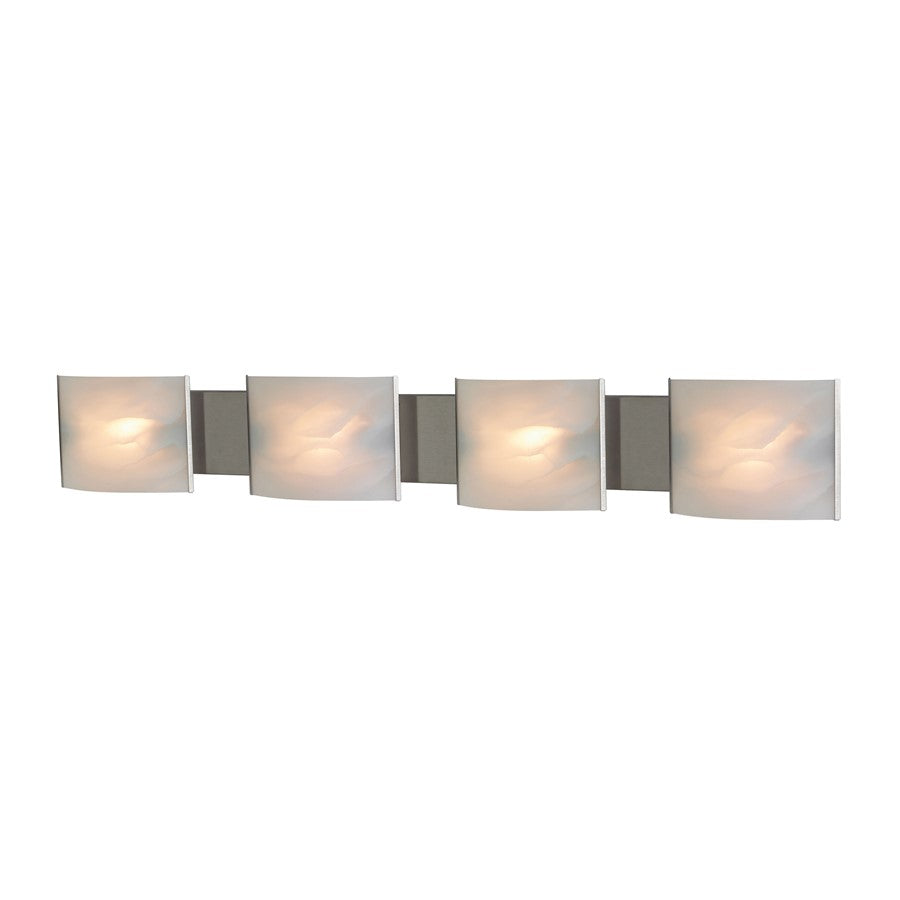 Atlas Lighting Pannelli 41in 4-Light Vanity Light | Modern Stainless Steel and White Alabaster Glass | Bathroom Vanity | Model WL11393-SV