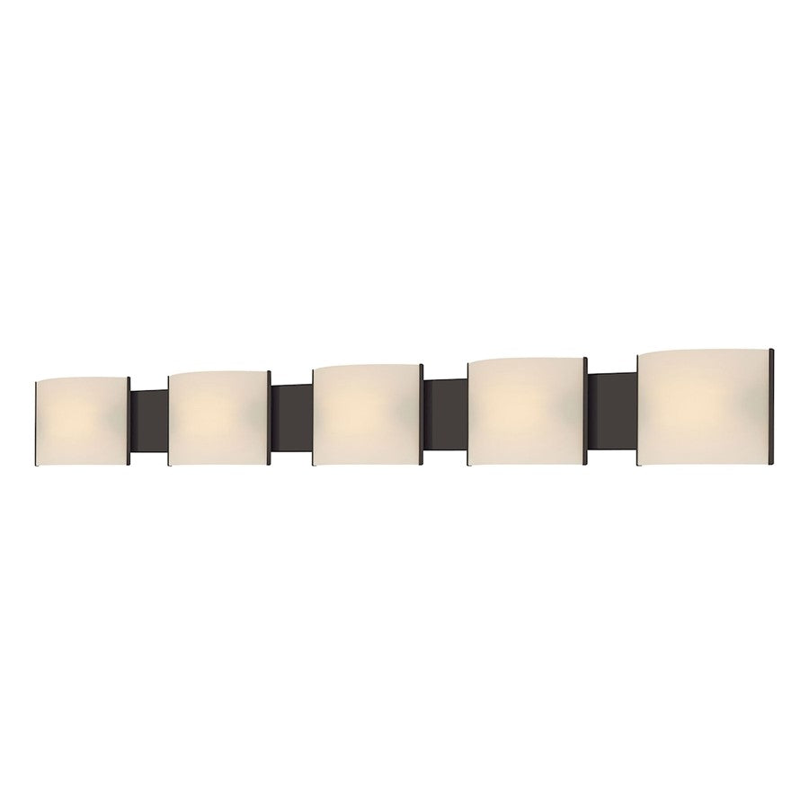 Atlas Lighting Pannelli 52in 5-Light Vanity Light | Modern Oil Rubbed Bronze and White Alabaster Glass | Bathroom Vanity | Model WL11394-BZ
