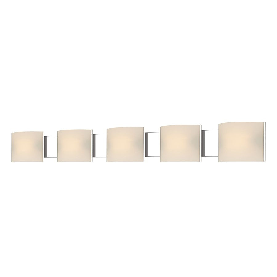 Atlas Lighting Pannelli 52in 5-Light Vanity Light | Modern Chrome and White Glass | Bathroom Vanity | 52 x 3 x 6 in | Model WL11394-CH