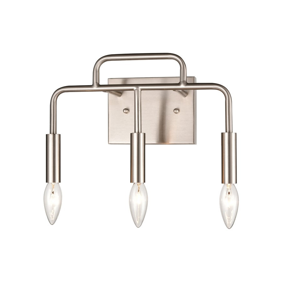 Atlas Lighting Park Slope 13in 3-Light Vanity Light | Transitional Brushed Nickel Metal | Bathroom Vanity & Makeup Mirror | Model WL11397-NK