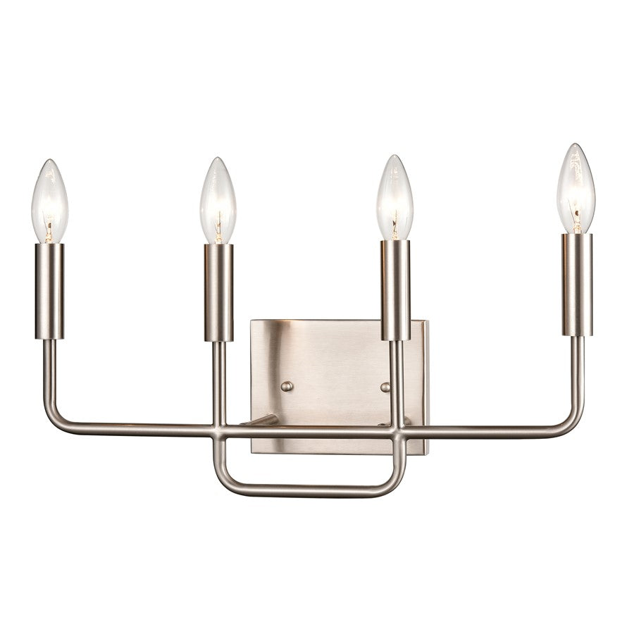 Atlas Lighting Park Slope 18in 4-Light Vanity Light | Transitional Brushed Nickel Metal | Bathroom Vanity & Grooming | Model WL11398-NK