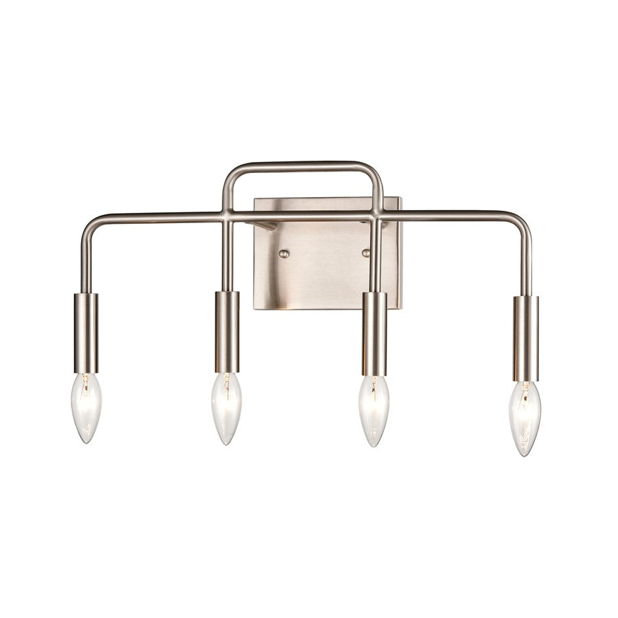 Atlas Lighting Park Slope 18in 4-Light Vanity Light | Transitional Brushed Nickel Metal | Bathroom Vanity & Grooming | Model WL11398-NK