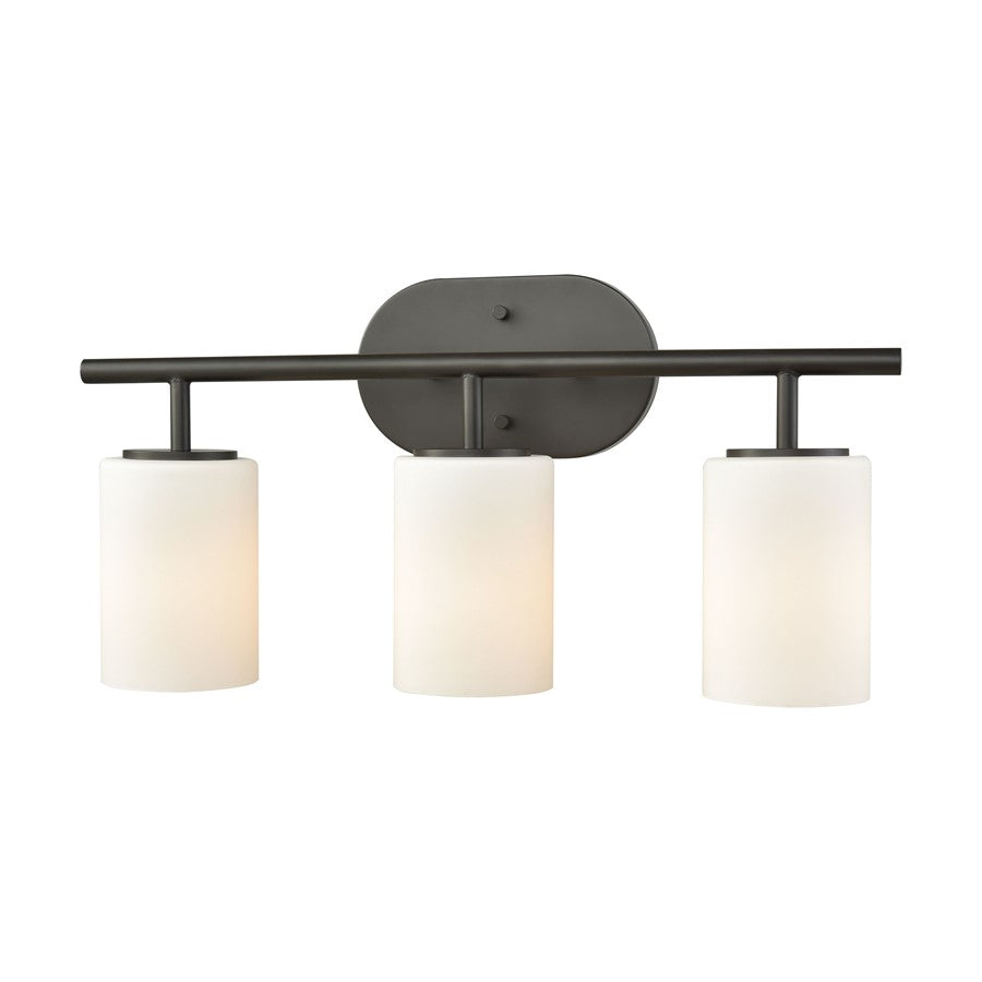 Atlas Lighting Pemlico 20in 3-Light Vanity Light | Transitional Oil Rubbed Bronze and White Frosted Glass | Bathroom Vanity | Model WL11401-BZ