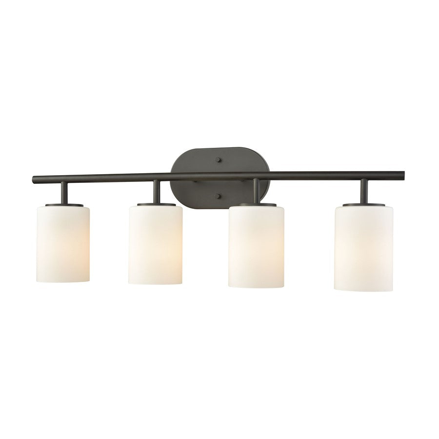 Atlas Lighting Pemlico 28in 4-Light Vanity Light | Transitional Oil Rubbed Bronze and White Frosted Glass | Bathroom Vanity | Model WL11402-BZ