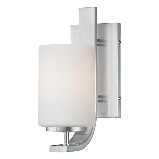 Atlas Lighting Pendenza 11in 1-Light Wall Sconce | Transitional Brushed Nickel and White Frosted Glass | Bathroom & Hallway Accent | Model WL11403-NK