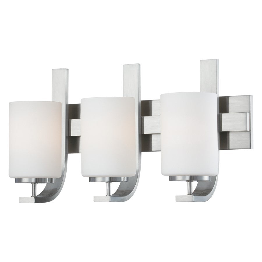 Atlas Lighting Pendenza 20in 3-Light Vanity Light | Transitional Brushed Nickel and White Frosted Glass | Bathroom Vanity | Model WL11405-NK