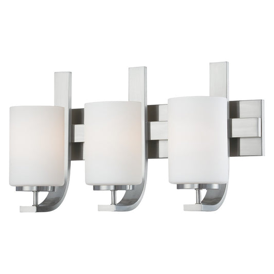 Atlas Lighting Pendenza 20in 3-Light Vanity Light | Transitional Brushed Nickel and White Frosted Glass | Bathroom Vanity | Model WL11405-NK