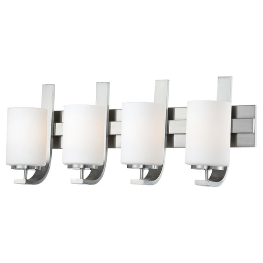 Atlas Lighting Pendenza 27in 4-Light Vanity Light | Transitional Brushed Nickel and White Frosted Glass | Bathroom Vanity | Model WL11406-NK