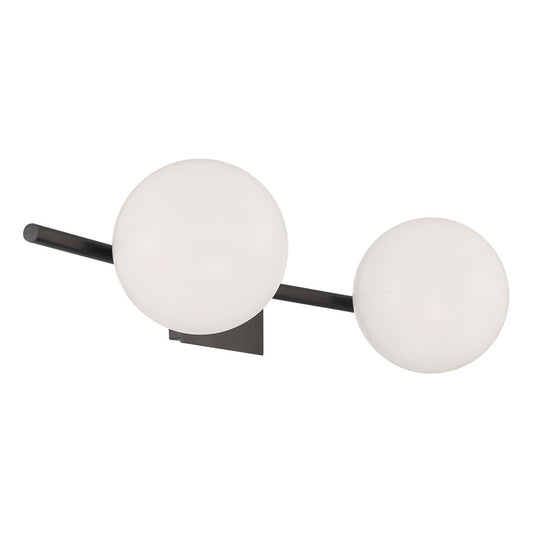 Atlas Lighting Perch 24in 2-Light Vanity Light | Modern Acid Dipped Black and White Opal Glass | Bathroom Vanity | 24 x 8.25 x 6 in | Model WL11407-BK