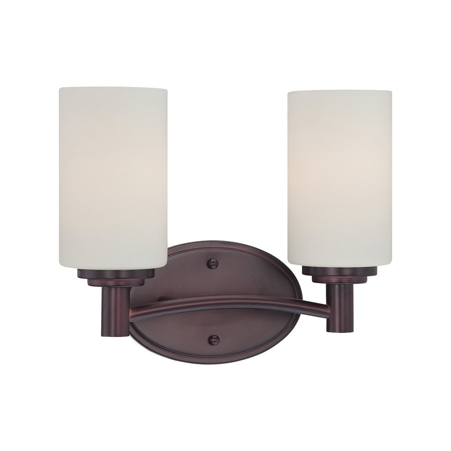 Atlas Lighting Pittman 12in 2-Light Vanity Light | Transitional Sienna Bronze and White Frosted Glass | Bathroom Vanity | Model WL11408-BZ